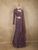 Mauve Purple Sequins Embroidered Net Mermaid Lehenga Set with One-Sleeve Choker Blouse