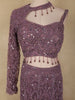 Mauve Purple Sequins Embroidered Net Mermaid Lehenga Set with One-Sleeve Choker Blouse