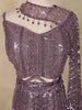 Mauve Sequins and Bead Embroidered Net Mermaid Lehenga Set