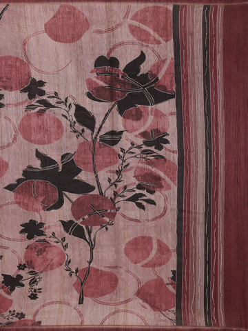 Mauve Floral Designed Semi Tussar Saree - Diadem