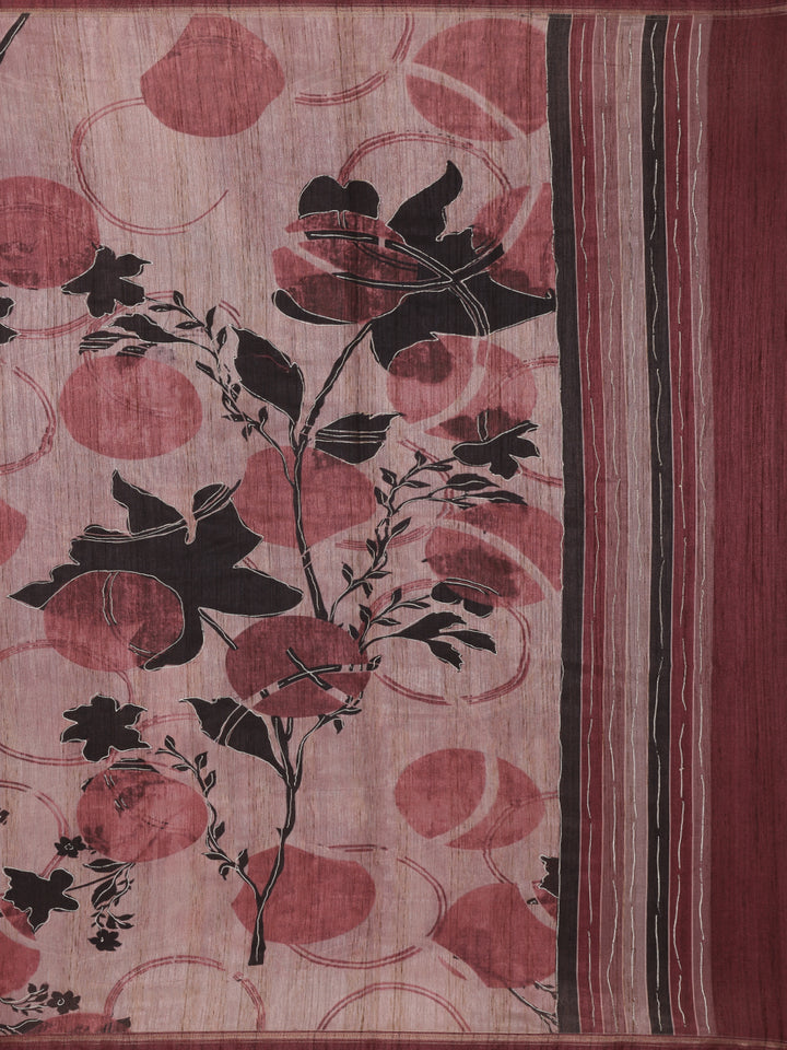 Mauve Floral Designed Semi Tussar Saree - Diadem
