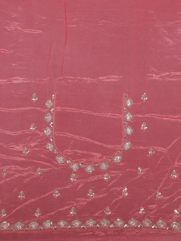 Mauve Pink Floral Zari Sequin Embellishment Satin Saree - Diadem