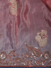 Mauve Pink Floral Zari Sequin Embellishment Satin Saree - Diadem