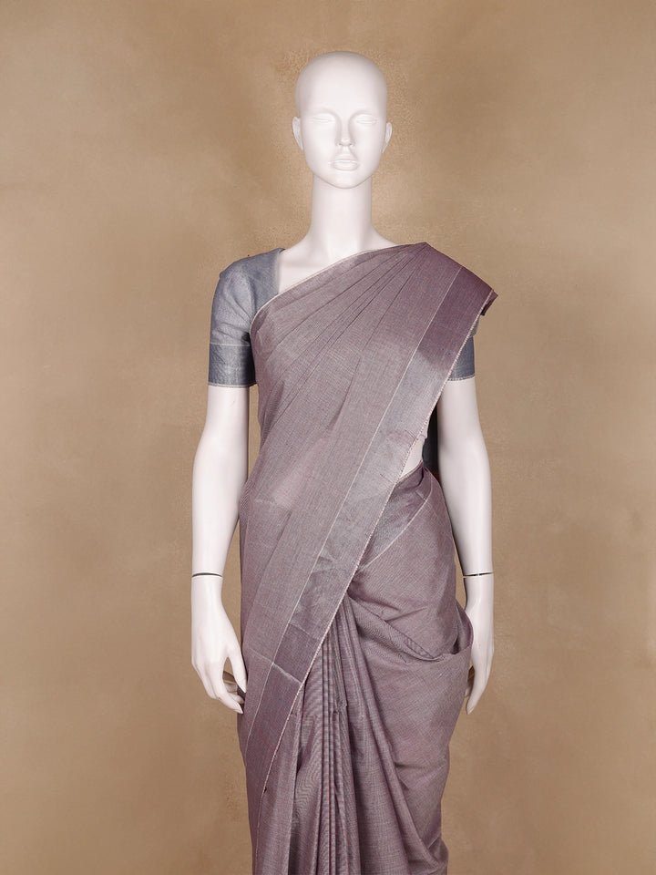 Mauve Stripes Designed Cotton Saree - Diadem