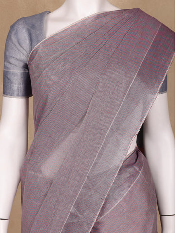 Mauve Stripes Designed Cotton Saree - Diadem