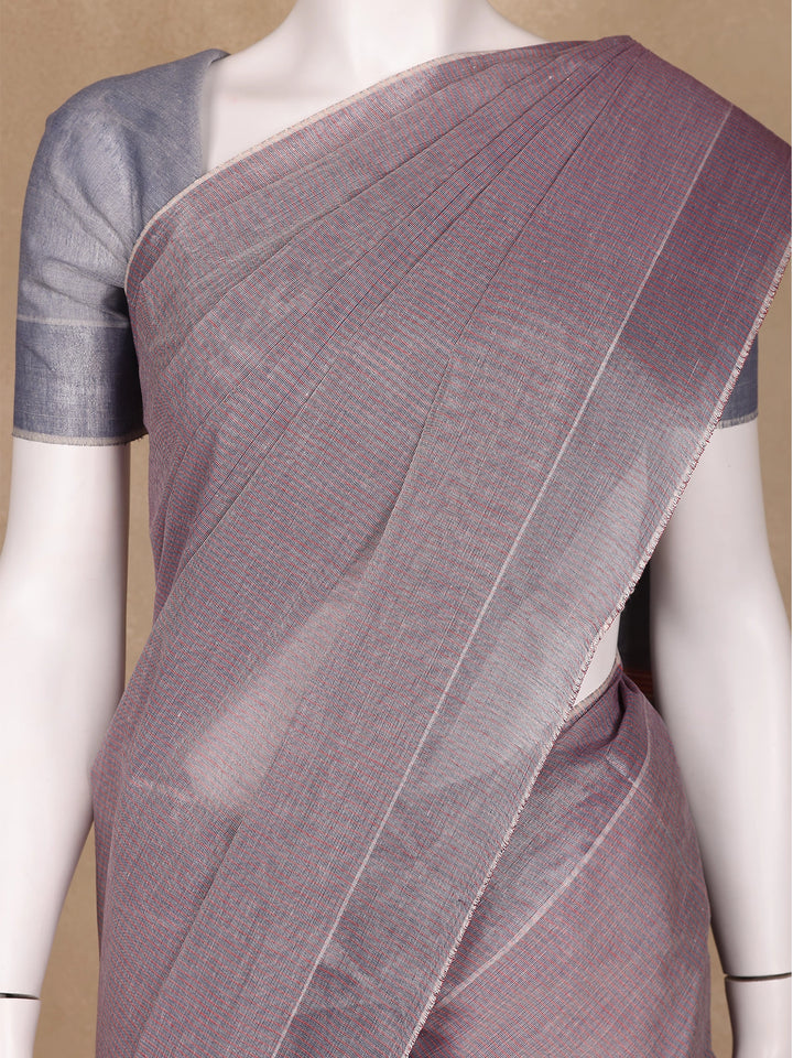 Mauve Stripes Designed Cotton Saree - Diadem