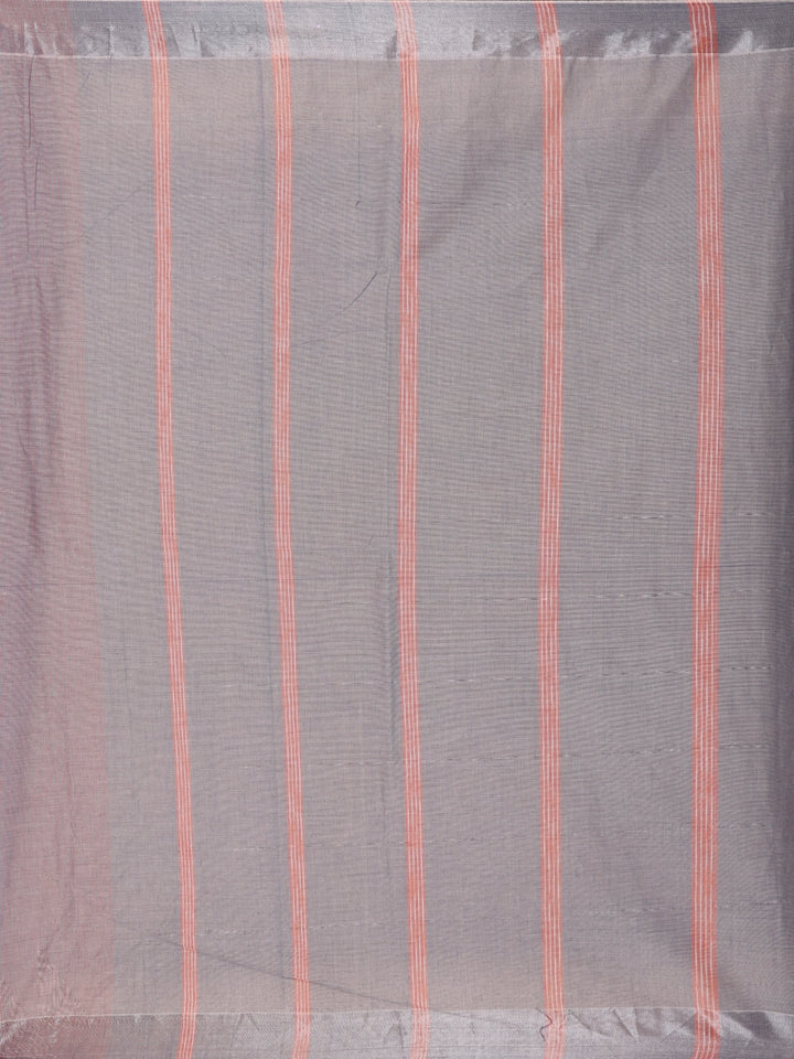Mauve Stripes Designed Cotton Saree - Diadem