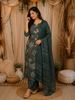 Meadow Green Floral Vine Printed Design Cotton Straight Cut Salwar Suit with Dupatta