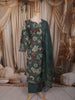 Meadow Green Floral Vine Printed Design Cotton Straight Cut Salwar Suit with Dupatta