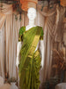 Mehendi Green Abstract Zari Woven Design Pure Kanchipuram Silk Saree with Matching Zari Border