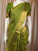 Mehendi Green Abstract Zari Woven Design Pure Kanchipuram Silk Saree with Matching Zari Border