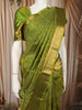 Mehendi Green Abstract Zari Woven Design Pure Kanchipuram Silk Saree with Matching Zari Border