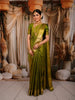 Mehendi Green Abstract Zari Woven Design Pure Kanchipuram Silk Saree with Matching Zari Border