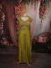 Mehendi Green Floral Beads and Mirror Embroidered Design Shimmer Party Wear Palazzo Suit with Matching Choker Dupatta