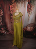 Mehendi Green Floral Beads and Mirror Embroidered Design Shimmer Party Wear Palazzo Suit with Matching Choker Dupatta