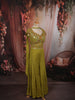 Mehendi Green Floral Beads and Mirror Embroidered Design Shimmer Party Wear Palazzo Suit with Matching Choker Dupatta