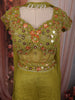 Mehendi Green Floral Beads and Mirror Embroidered Design Shimmer Party Wear Palazzo Suit with Matching Choker Dupatta