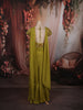 Mehendi Green Floral Beads and Mirror Embroidered Design Shimmer Party Wear Palazzo Suit with Matching Choker Dupatta