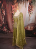 Mehendi Green Floral Vine Zari Embroidered Design Tissue Organza Party Wear Palazzo Suit with Matching Dupatta