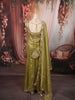 Mehendi Green Floral Vine Zari Embroidered Design Tissue Organza Party Wear Palazzo Suit with Matching Dupatta