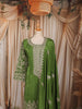 Mehendi Green Floral Zari Embroidered and Stone Embellished Design Semi Silk Straight Cut Salwar Suit with Matching Dupatta