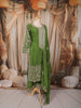 Mehendi Green Floral Zari Embroidered and Stone Embellished Design Semi Silk Straight Cut Salwar Suit with Matching Dupatta