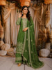 Mehendi Green Floral Zari Embroidered and Stone Embellished Design Semi Silk Straight Cut Salwar Suit with Matching Dupatta