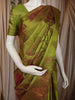 Mehendi Green Leaf Vine Zari Woven Design Pure Kanchipuram Silk Saree with Matching Temple Zari Border