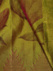 Mehendi Green Leaf Vine Zari Woven Design Pure Kanchipuram Silk Saree with Matching Temple Zari Border