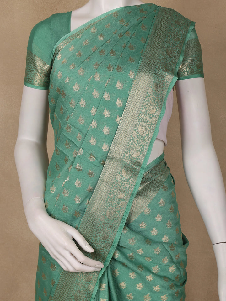 Mehendi Green Floral Zari Woven Mysore Silk Saree - Diadem