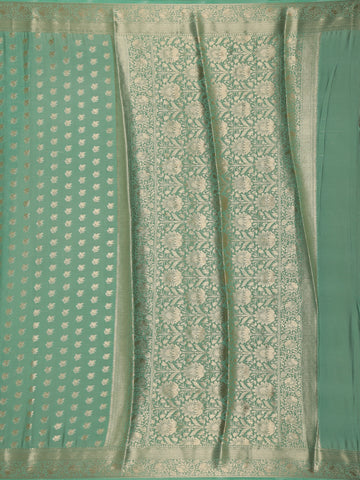 Mehendi Green Floral Zari Woven Mysore Silk Saree - Diadem