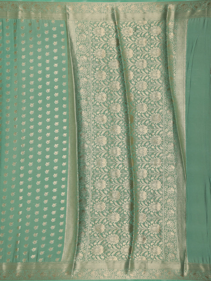 Mehendi Green Floral Zari Woven Mysore Silk Saree - Diadem