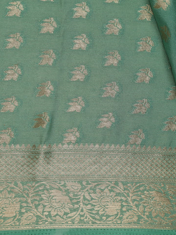 Mehendi Green Floral Zari Woven Mysore Silk Saree - Diadem