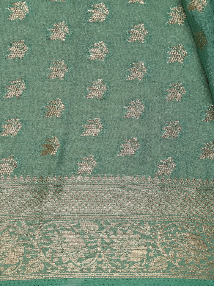 Mehendi Green Floral Zari Woven Mysore Silk Saree - Diadem