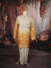 Mustard Orange Floral Vine Zari Embroidered Design Tissue Silk Men's Kurta Pyjama