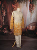 Mustard Orange Floral Vine Zari Embroidered Design Tissue Silk Men's Kurta Pyjama