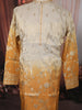 Mustard Orange Floral Vine Zari Embroidered Design Tissue Silk Men's Kurta Pyjama