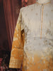 Mustard Orange Floral Vine Zari Embroidered Design Tissue Silk Men's Kurta Pyjama