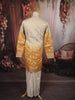 Mustard Orange Floral Vine Zari Embroidered Design Tissue Silk Men's Kurta Pyjama