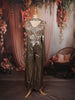 Metallic Antique Bronze Heavy Beads Embroidered Design Holographic Party Wear Palazzo Suit with Matching Choker Dupatta
