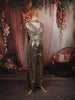 Metallic Antique Bronze Heavy Beads Embroidered Design Holographic Party Wear Palazzo Suit with Matching Choker Dupatta