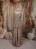 Metallic Beige Heavy Sequins and Beads Embroidered Design Tissue Silk Fancy Peplum Palazzo Suit with Choker Dupatta