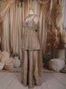 Metallic Beige Heavy Sequins and Beads Embroidered Design Tissue Silk Fancy Peplum Palazzo Suit with Choker Dupatta