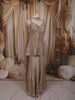 Metallic Beige Heavy Sequins and Beads Embroidered Design Tissue Silk Fancy Peplum Palazzo Suit with Choker Dupatta