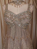 Metallic Beige Heavy Sequins and Beads Embroidered Design Tissue Silk Fancy Peplum Palazzo Suit with Choker Dupatta