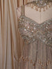 Metallic Beige Heavy Sequins and Beads Embroidered Design Tissue Silk Fancy Peplum Palazzo Suit with Choker Dupatta