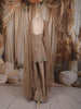 Metallic Beige Heavy Sequins and Beads Embroidered Design Tissue Silk Fancy Peplum Palazzo Suit with Choker Dupatta