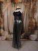 Metallic Black Lattice Style Beads Embroidered Design Organza Ready To Wear Saree