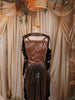 Metallic Bronze Heavy Sequins and Beads Embroidered Design Holographic Skirt Top with Ruffled Dupatta