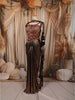 Metallic Bronze Heavy Sequins and Beads Embroidered Design Holographic Skirt Top with Ruffled Dupatta